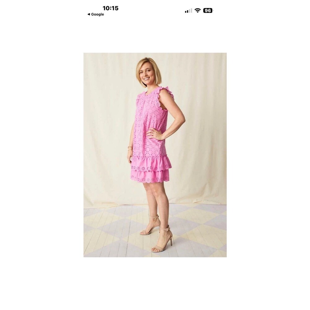 Matilda Jane Enchanted Garden Shift Into Spring Eyelet Dress Sz. Small